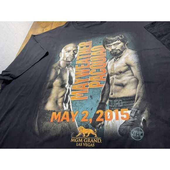 Manny Pacquiao vs. Mayweather Graphic Tee T-Shirt 5XL Big Black MGM 2015 Cotton - Picture 2 of 6